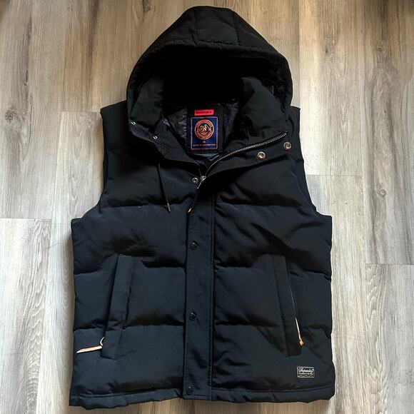 Superdry Everest Hooded Gilet Mens - Size 2XL - Black - Body Warmer Puffer Vest - Picture 1 of 10